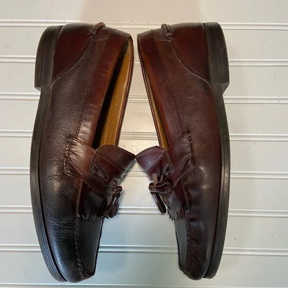Dockers Men's Size 11 1/2 Wide Brown Leather Tassel Loafers Very Good Condition - Picture 3 of 7